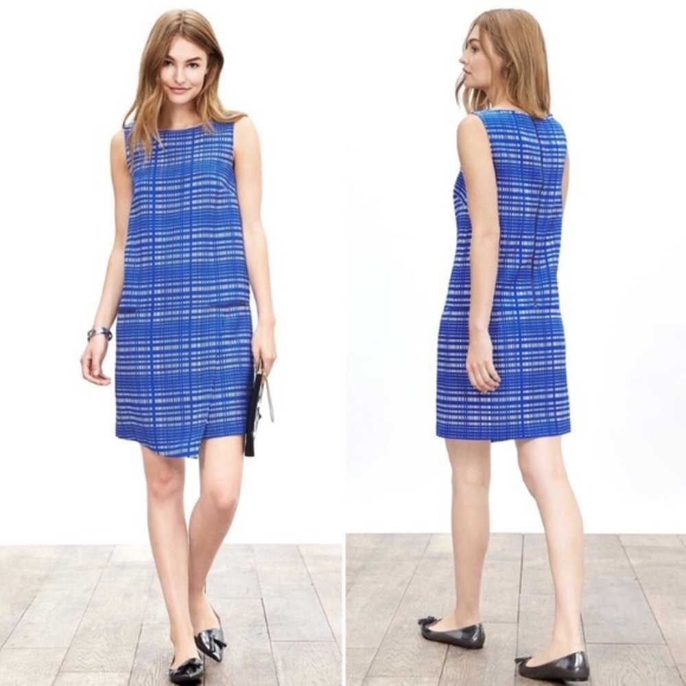 Banana Republic Blue Jacquard Shift dress